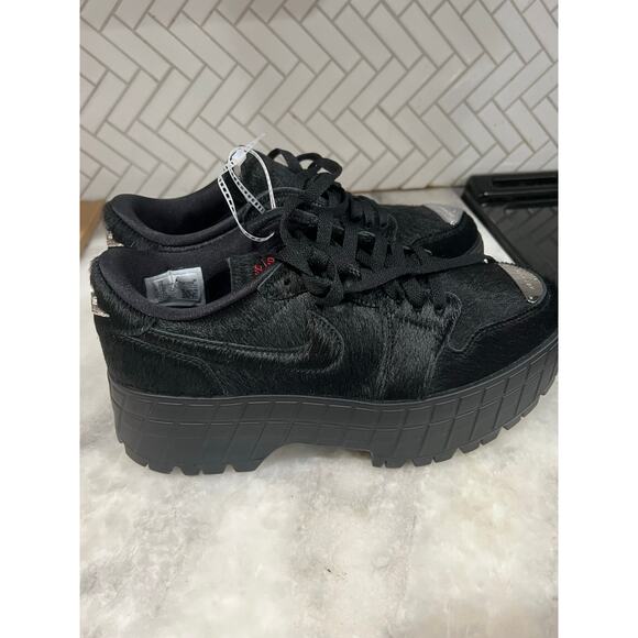Nike Shoes - NEW Nike Air Jordan 1 Low Brooklyn Low Black Pony Hair NBY IB7210-006 W’s 10